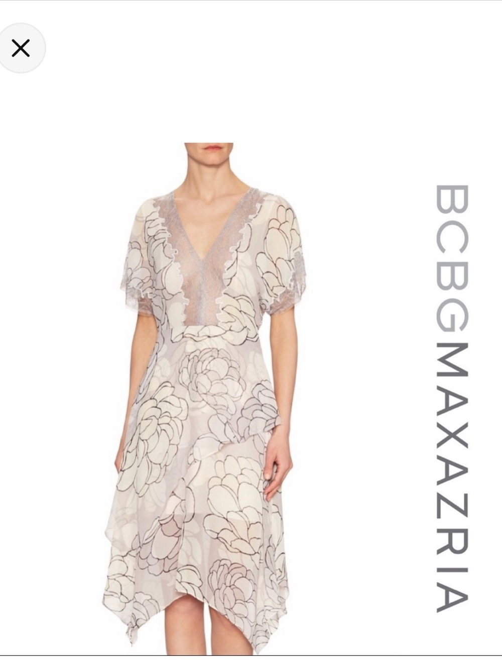 BCBGMaxAzria Sheer Floral Midi Dress
